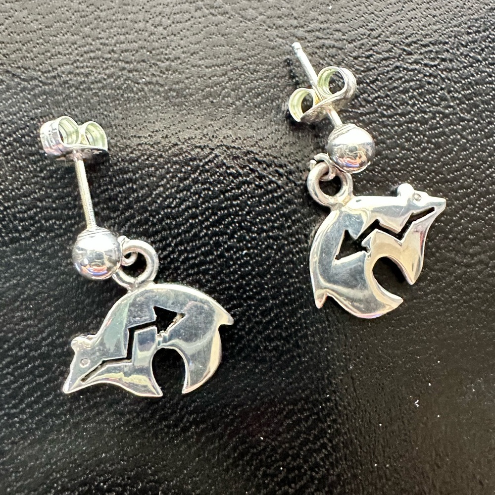 Native American Sterling Silver Bear Earrings